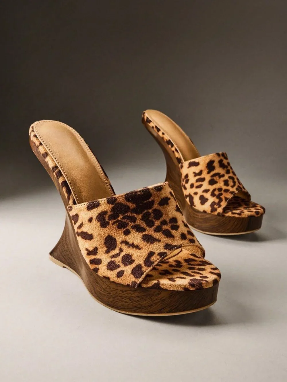 Chocolate Brown Sleek Women's Faux Suede Wedge Mule